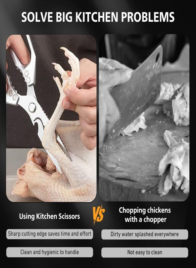 BALUCA Heavy Duty Kitchen Scissors All Purpose - Professional Stainless Steel Japanese Kitchen Shears for Food, Chicken Bones & Turkey | Dishwasher Safe, Sharp Meat & Poultry Scissors (Traditional) - Image 5
