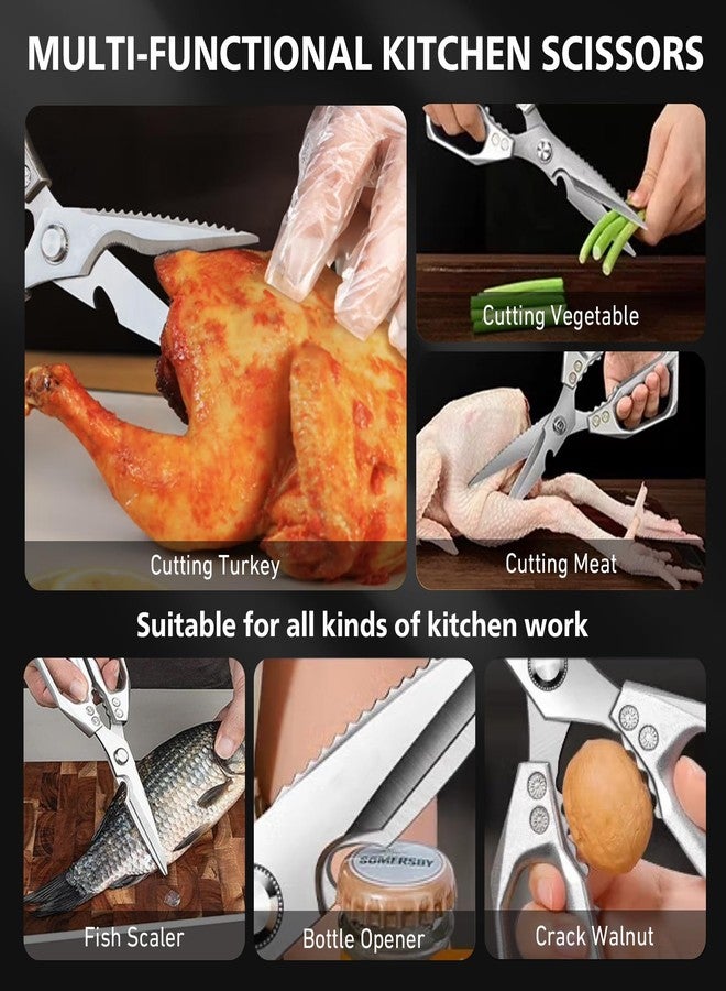 BALUCA Heavy Duty Kitchen Scissors All Purpose - Professional Stainless Steel Japanese Kitchen Shears for Food, Chicken Bones & Turkey | Dishwasher Safe, Sharp Meat & Poultry Scissors (Traditional) - Image 2
