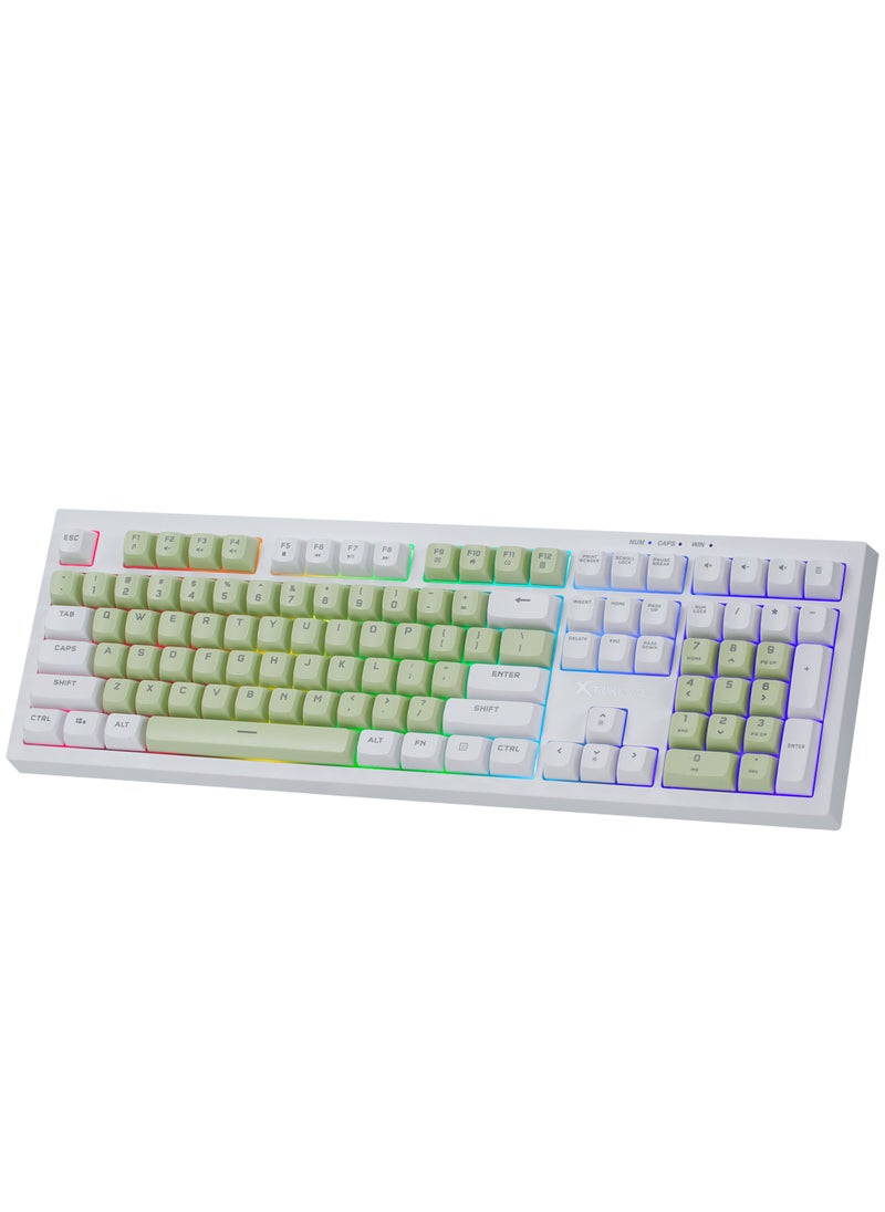 XTRIKE ME KB512 Gaming Keyboard - mechanical feeling - Rainbow LED Lighting (Green White) 