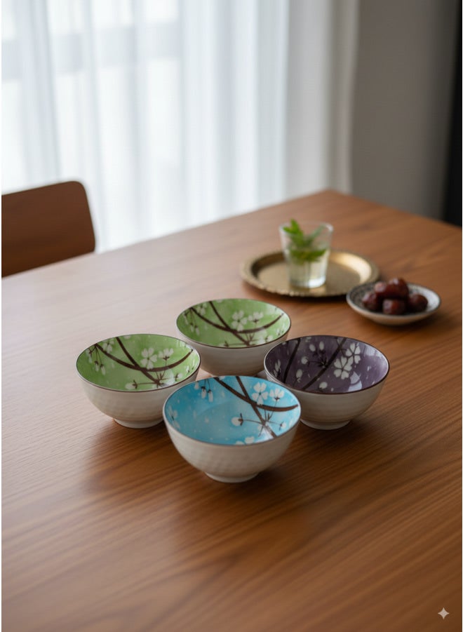 كاسا هوم طقم 4 سلطانيات بورسلين نقش زهري متعدد الألوان 350مل مصر - Image 2