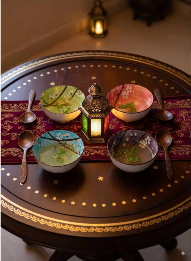 كاسا هوم طقم 4 سلطانيات بورسلين نقش زهري متعدد الألوان 350مل مصر - Image 1