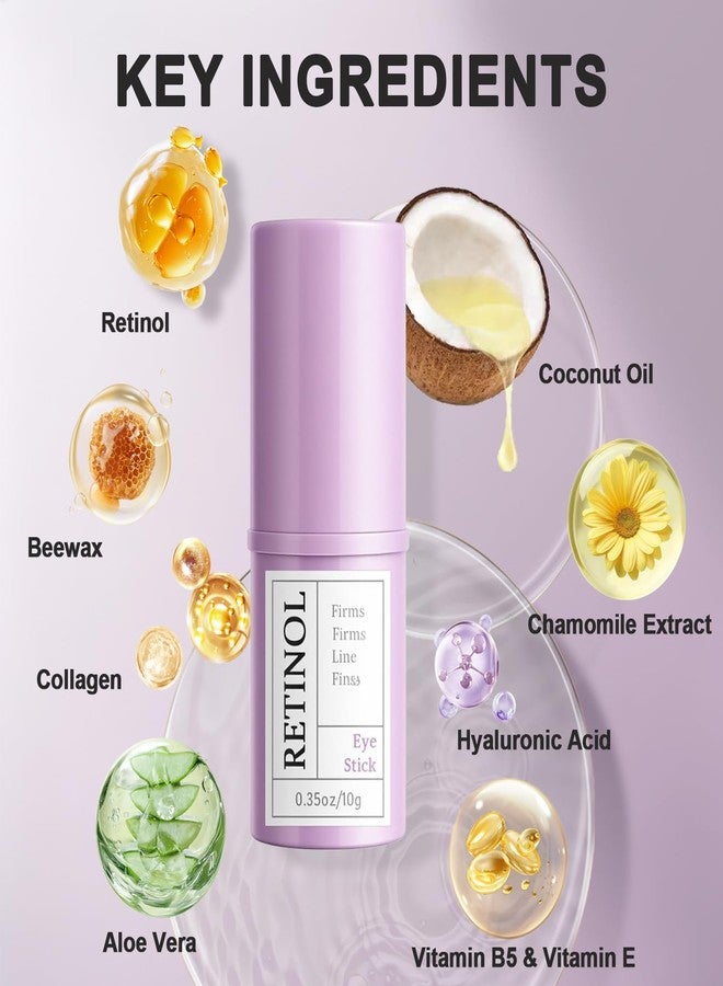Retinol Eye Stick with Hyaluronic Acid & Collagen - Under Eye Cream for Dark Circles, Puffiness and Wrinkles, Anti-Aging Formula to Reduces Fine Lines, Portable & Gentle Formula, 0.35oz - Image 5