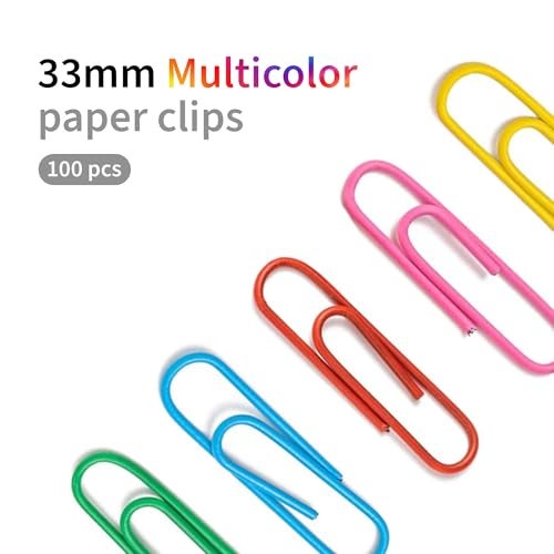 NUOVI 33mm Paperclip-Multicolor | 100 Clips Per Box | Non-Rust Stainless Steel Gem Clips | Perfect for Office, School & Daily Use (Pack of 4) - Image 3