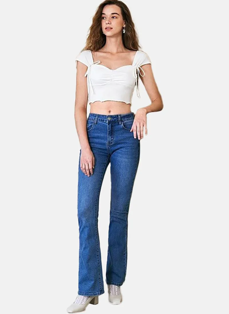 يونيكي White Solid Slim Fit Short Sleeve Top