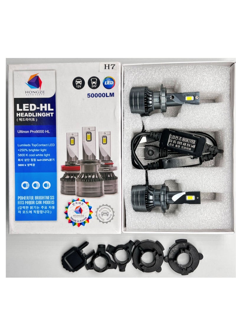 Generic HONGZE Headlights Generic 2Pcs H7 LED Headlight Bulbs with Super Bright Cool White Hi/Lo Beam LED Bulbs Plug and Play(KOREA)  - Image 2