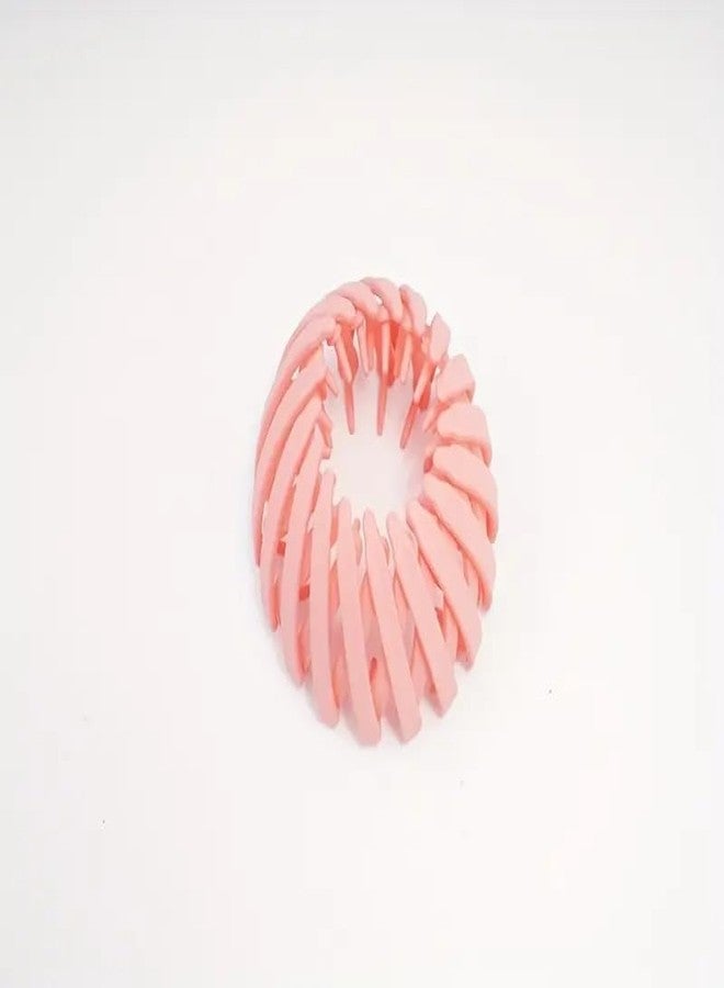 APSAMBR 2pc Sweet Style Plastic Hair Claw Clip - Round Shaped Expandable Ponytail Holder, Simple Solid Color Hair Bun Accessory for Women and Girls, Suitable for 14+ Age Group - Image 3