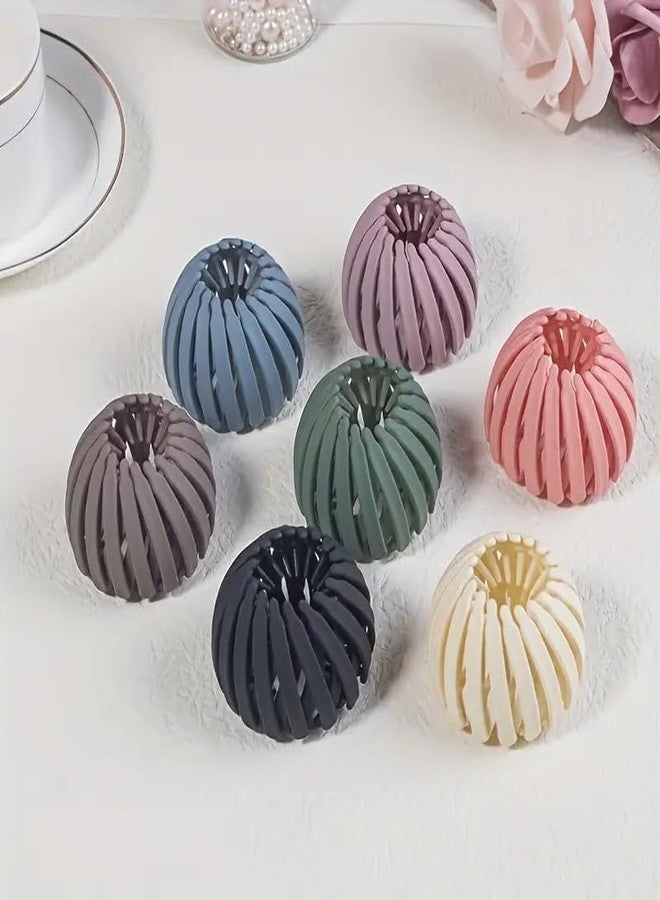 APSAMBR 2pc Sweet Style Plastic Hair Claw Clip - Round Shaped Expandable Ponytail Holder, Simple Solid Color Hair Bun Accessory for Women and Girls, Suitable for 14+ Age Group - Image 2