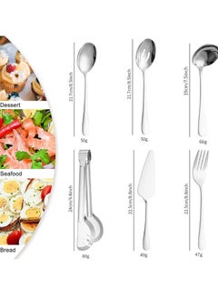 Hanayo Stainless Steel Serving Utensil,10 Pcs Catering Serving Utensils Set with Large Serving Spoon,Slotted Spoons,Serving Forks,Soup Ladle,Serving Tongs,Pie Server for Kitchen,Buffet (SilStainless Steel Serving Utensils,10PCS Large Serving Spoon Set,Slotted Serving Spoons,Serving Spoons,Serving Forks,Serving Tongs,Buffet Catering Serving Spoons Fork Tongs (Silver, 10)  - Image 5