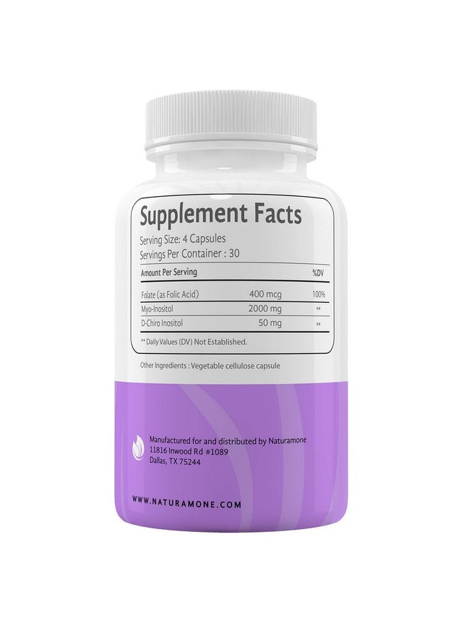 Naturamone Myoinositol & Dchiro Inositol Blend With 100% Of Daily Folate 40:1 Physiological Ratio Polycystic Ovary Syndrome (Pcos) Hormonal Balance And Ovarian Support 120 Capsules  - Image 3