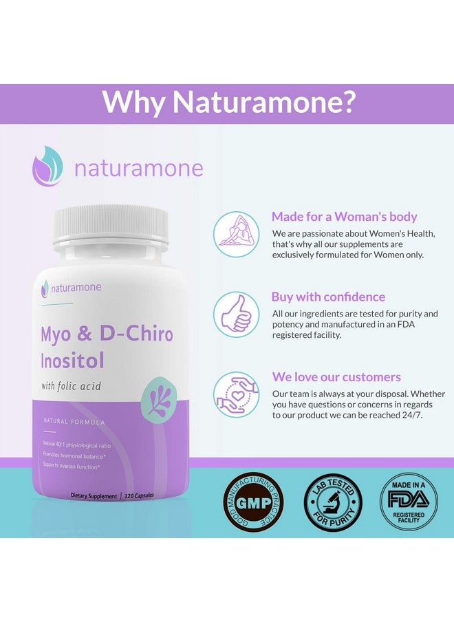 Naturamone Myoinositol & Dchiro Inositol Blend With 100% Of Daily Folate 40:1 Physiological Ratio Polycystic Ovary Syndrome (Pcos) Hormonal Balance And Ovarian Support 120 Capsules  - Image 5