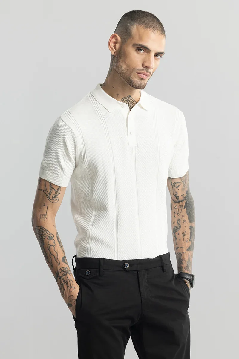 SNITCH White Coulter Knitted White Polo T-Shirt for Men | Best Price UAE