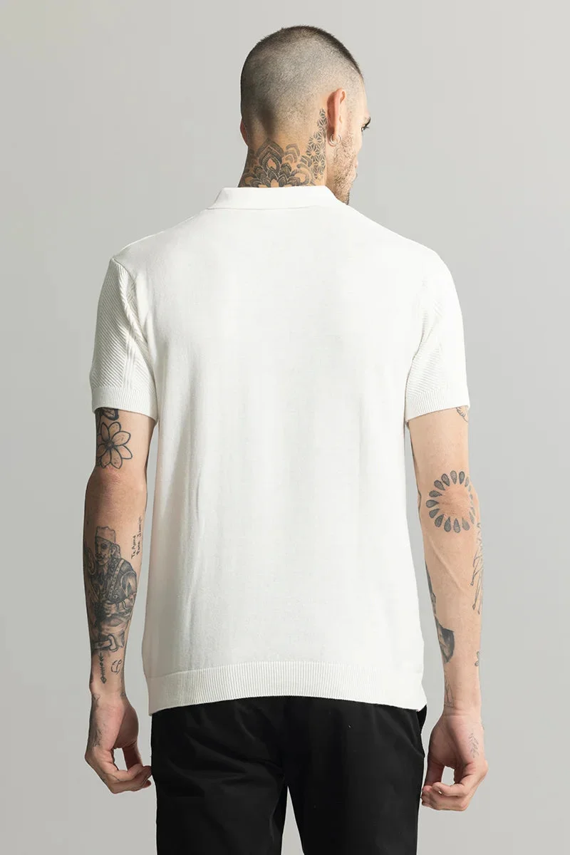 SNITCH White Coulter Knitted White Polo T-Shirt for Men | Best Price UAE