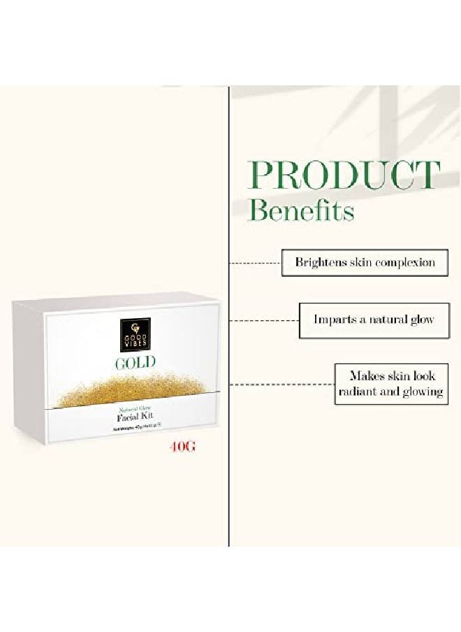 Good Vibes Gold Natural Glow Facial Kit 4 Step Skin Care Includes Cleanser Scrub Cream And Pack 10 G Each Cruelty Free  - Image 4