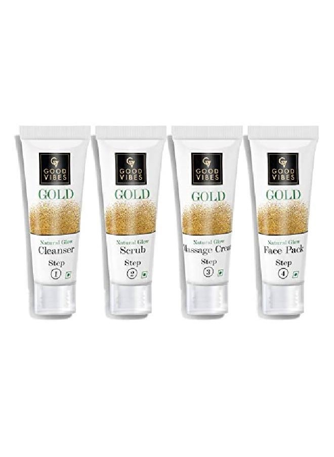Good Vibes Gold Natural Glow Facial Kit 4 Step Skin Care Includes Cleanser Scrub Cream And Pack 10 G Each Cruelty Free  - Image 3