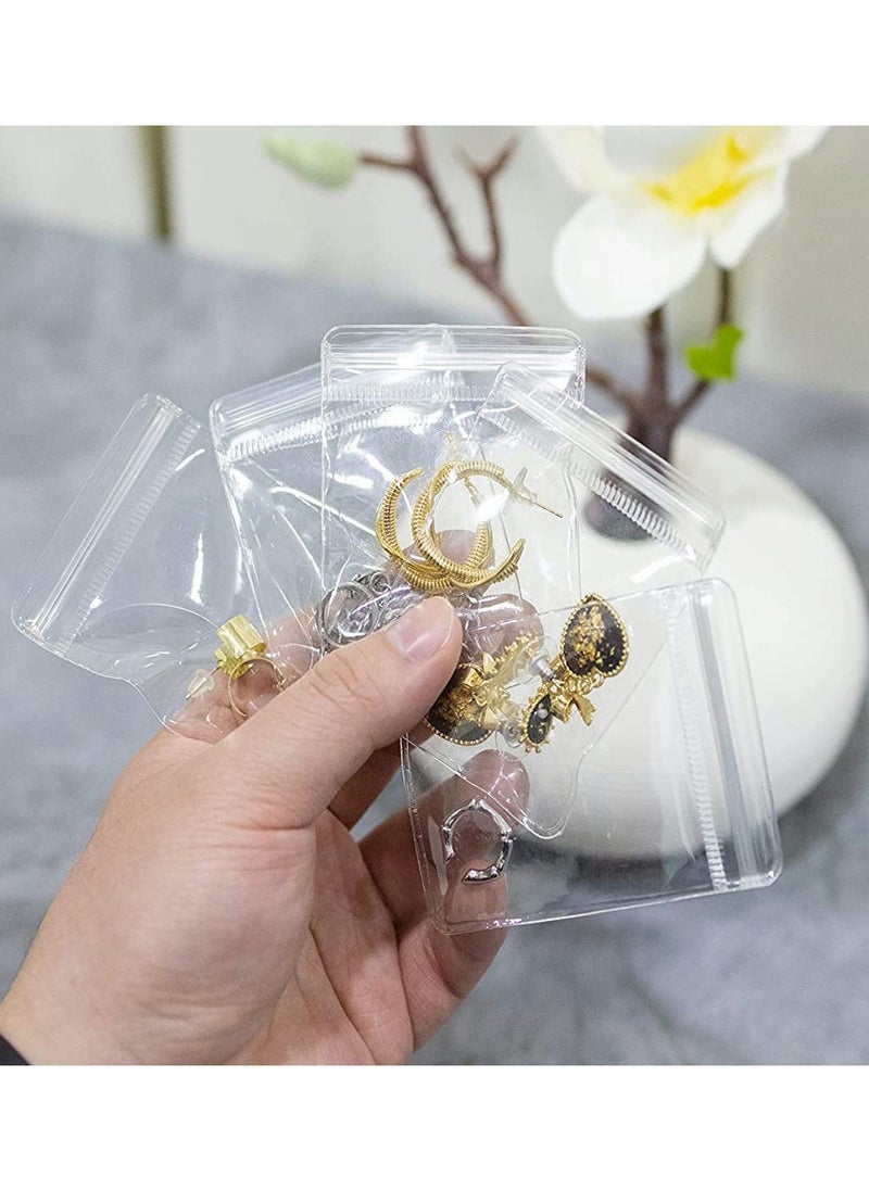 HomarKet 100 Pieces Clear Jewelry Bags Clear Zipper Plastic Bag Self Seal PVC Rings Earrings Packing Pouch Storage Bags for Holding Jewelries  - Image 5