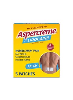 Max Strength Lidocaine Pain Relief Patch (5 Count) for Back Pain, Odor Free Pain Patches