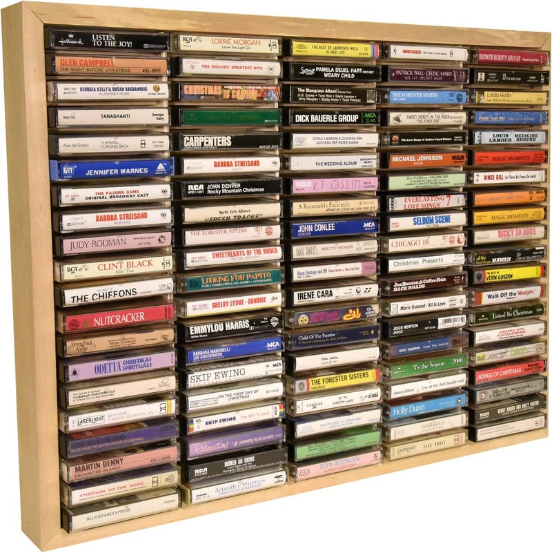 KINGDOM LW100 5 x 20 Unfinished Wood Cassette Rack, 100 Capacity - Image 3