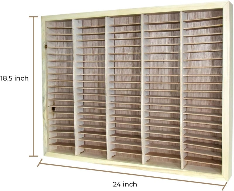 KINGDOM LW100 5 x 20 Unfinished Wood Cassette Rack, 100 Capacity - Image 2