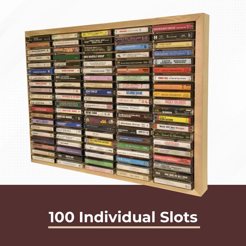 KINGDOM LW100 5 x 20 Unfinished Wood Cassette Rack, 100 Capacity - Image 5