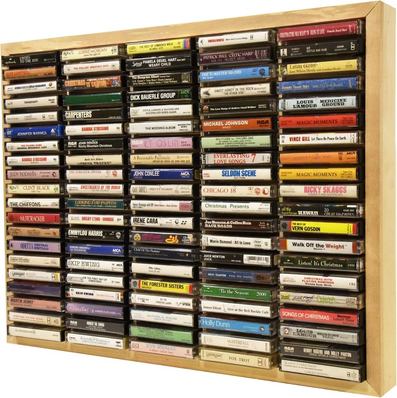 KINGDOM LW100 5 x 20 Unfinished Wood Cassette Rack, 100 Capacity - Image 1
