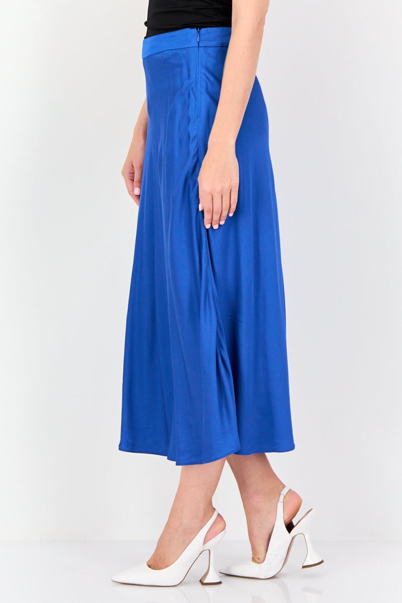 ESPRIT Women Plain Midi Skirt, Blue - Image 2