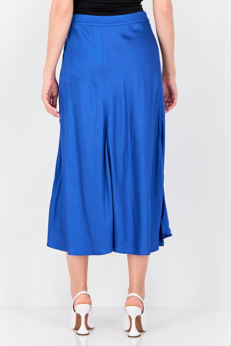 ESPRIT Women Plain Midi Skirt, Blue - Image 3