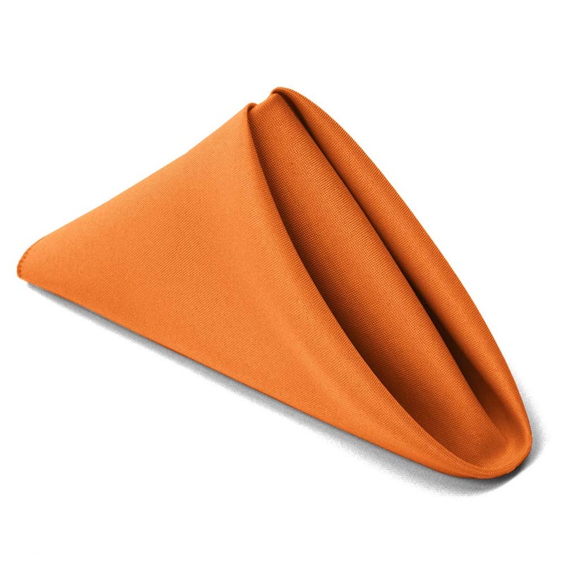 TableLinensforLess 17x17 Polyester Cloth Napkins Set of 6 Pumpkin Orange EasyCare NoIron Finish Superior Color Retention Machine Washable