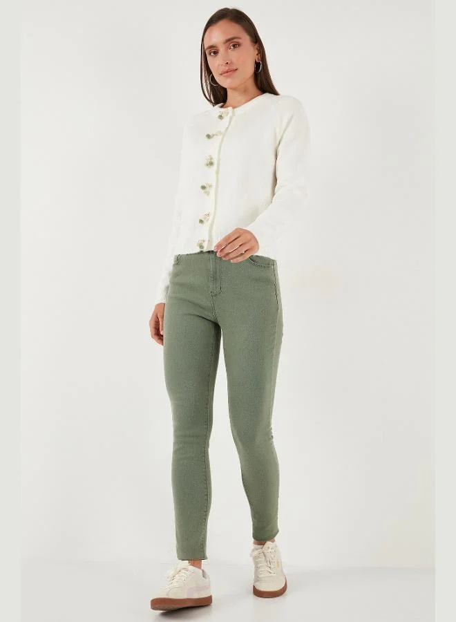 ليلا كارديجان نسائي ليلا بريميوم بقصة عادية وياقة دائرية وتفاصيل فيونكة