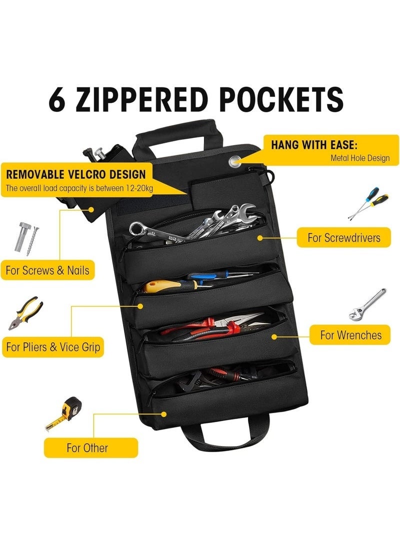 عربست منظم حقيبة أدوات مع جيوب قابلة للفصل، حقيبة أدوات متينة قابلة للطي: تتضمن 6 حقائب أدوات - هدايا مثالية للميكانيكيين والكهربائيين والهواة. - Image 2