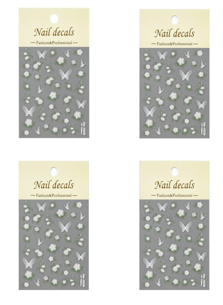 ملصقات أظافر فراشة خماسية الأبعاد مكونة من 4 أوراق نقش فراشة ذاتية اللصق مستلزمات فن الأظافر DIY إكسسوارات فنية للأظافر للنساء والفتيات - Image 1