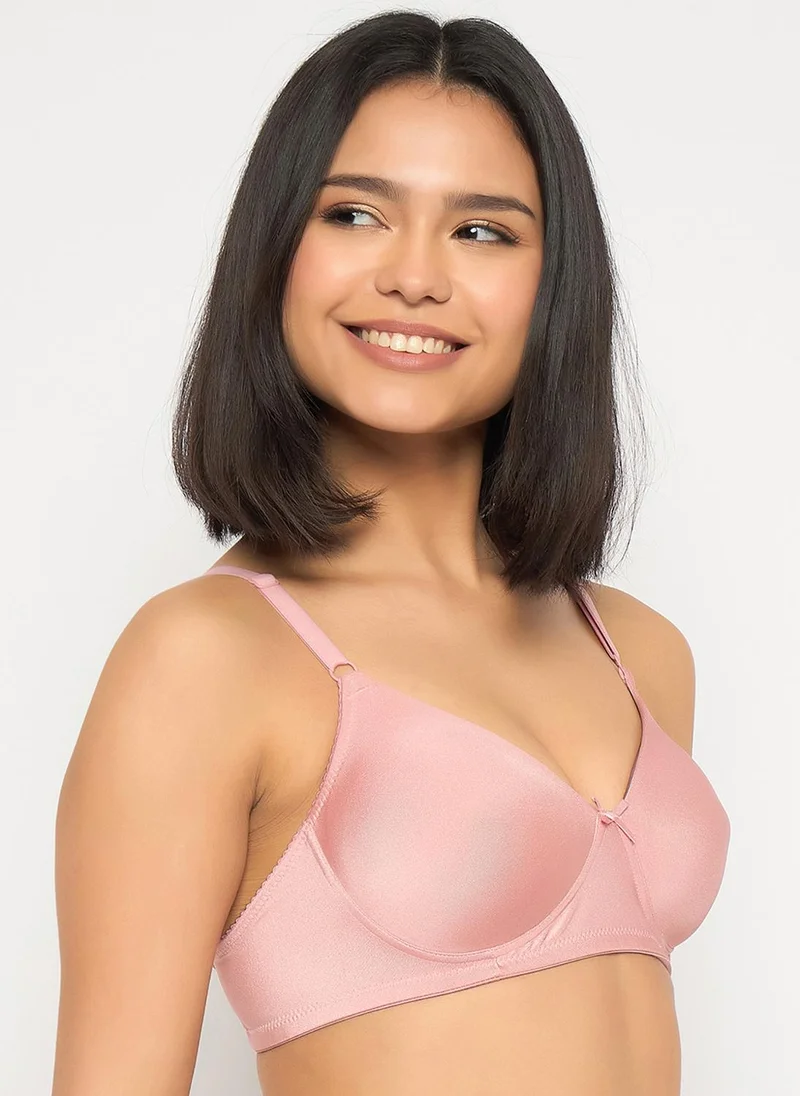 Clovia Pink Clovia Padded Non-Wired Full Coverage T-shirt Bra in Light Pink for Women | Best Price UAE