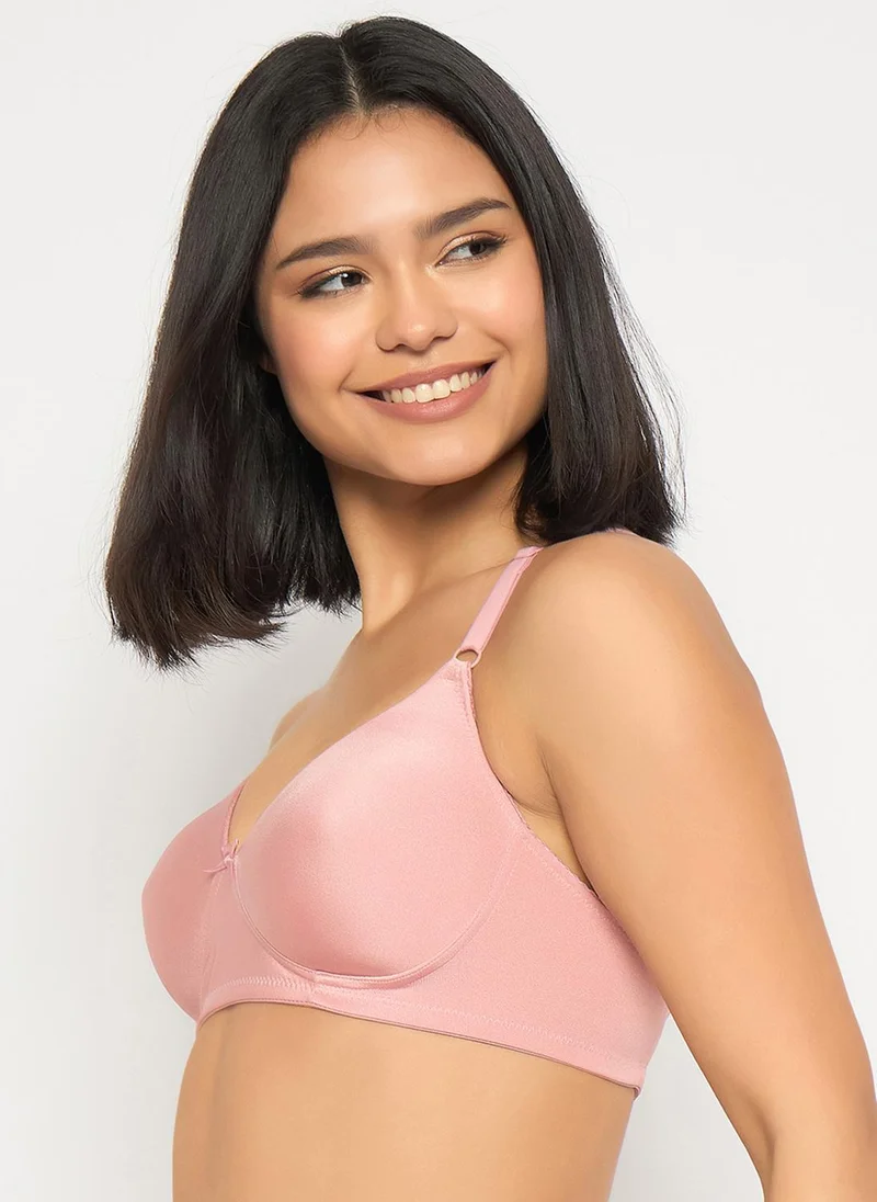 Clovia Pink Clovia Padded Non-Wired Full Coverage T-shirt Bra in Light Pink for Women | Best Price UAE