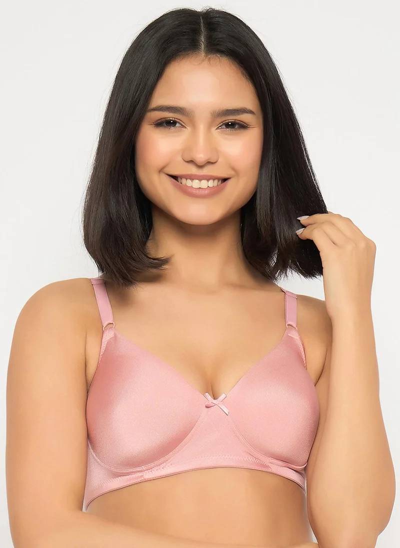 Clovia Pink Clovia Padded Non-Wired Full Coverage T-shirt Bra in Light Pink for Women | Best Price UAE