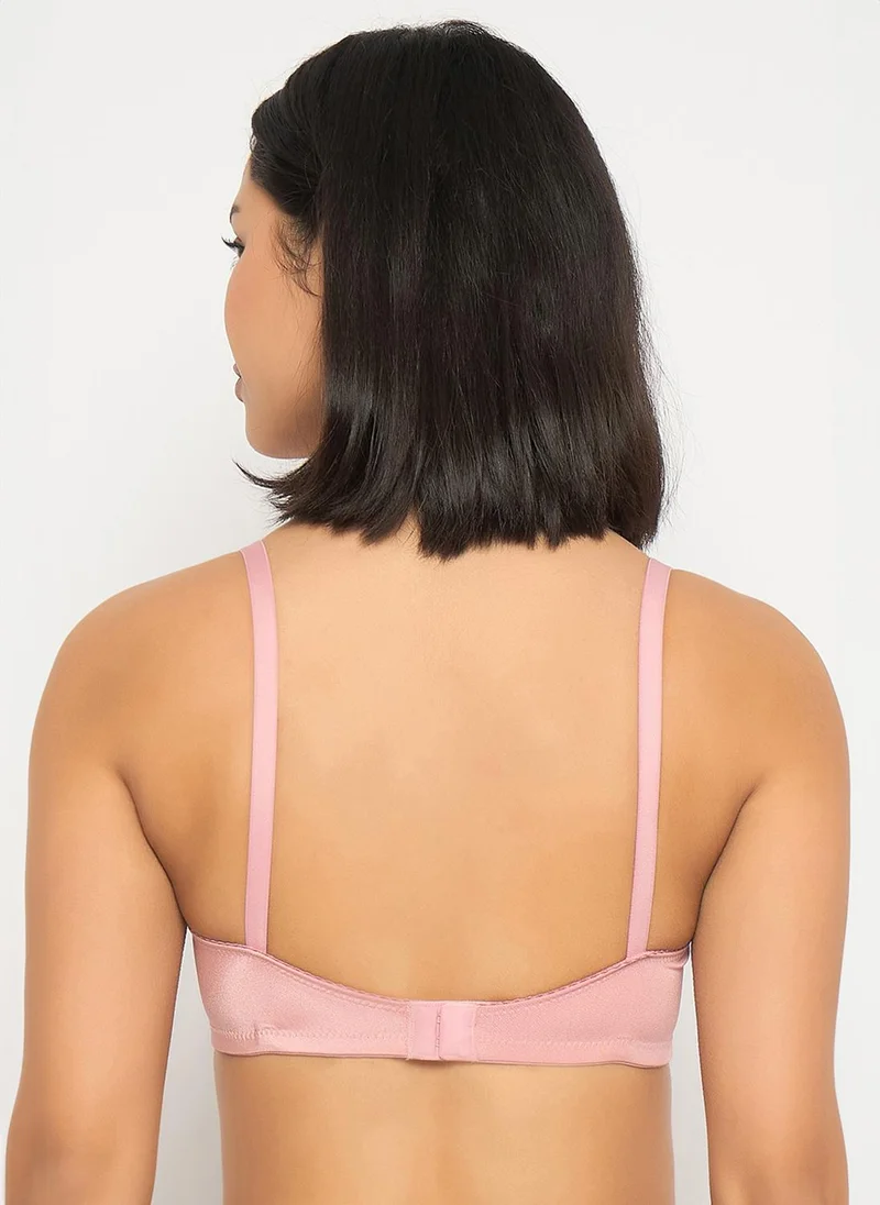 Clovia Pink Clovia Padded Non-Wired Full Coverage T-shirt Bra in Light Pink for Women | Best Price UAE