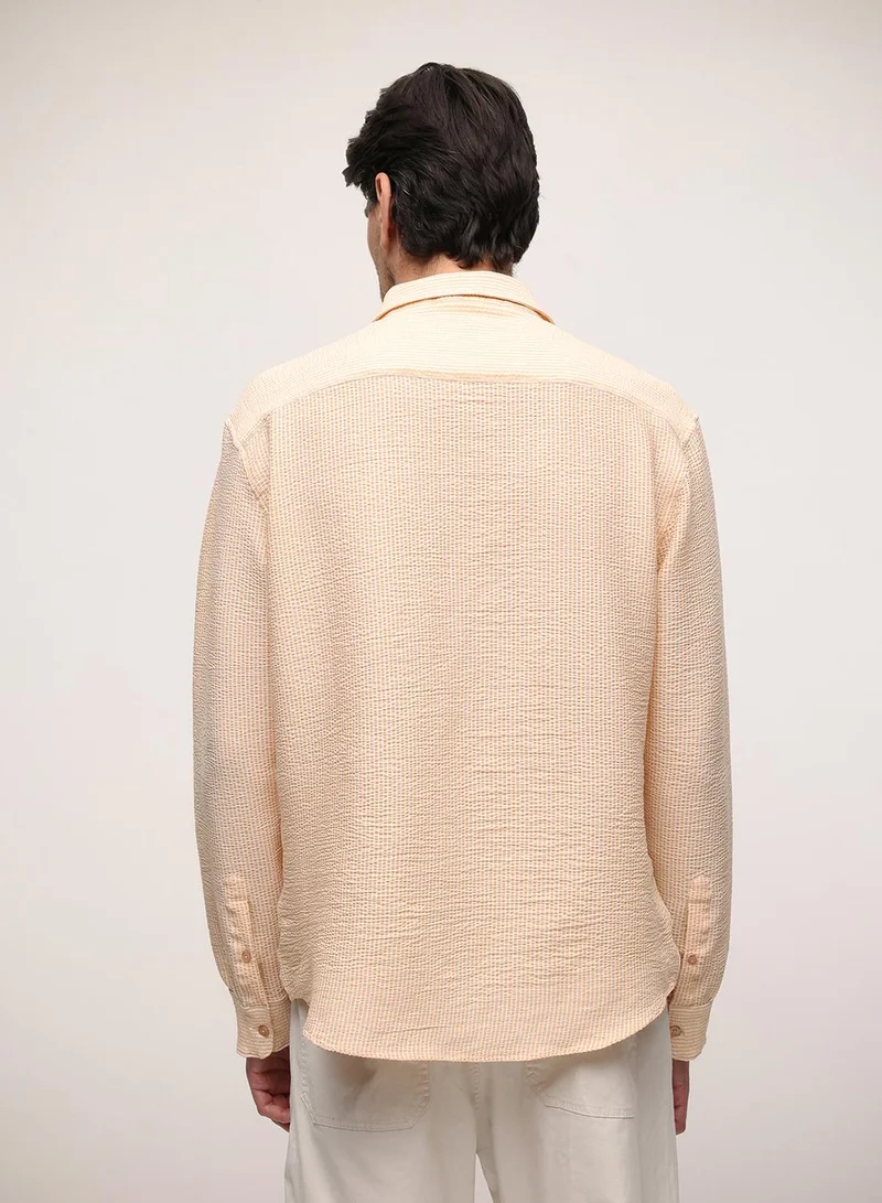 Dennis Lingo  Beige Striped Button Down Relaxed Shirt For Men for Men | Best Price UAE