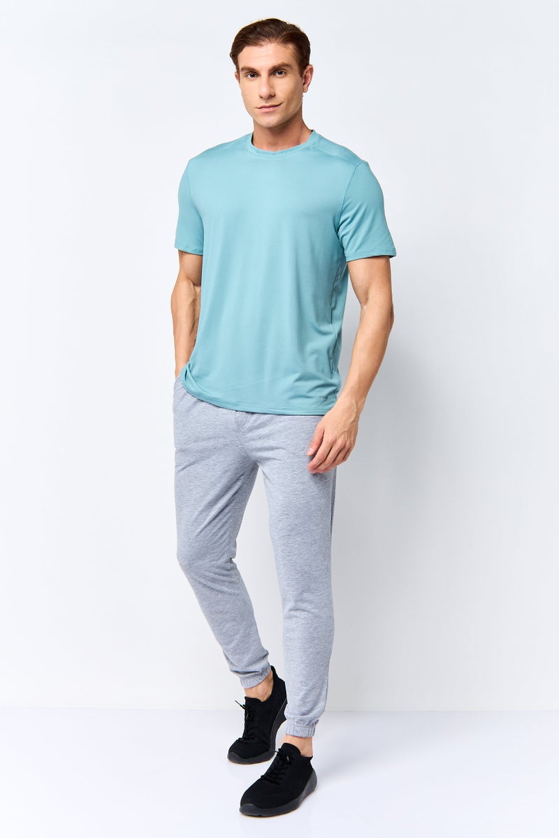 MOTION Men Sportswear Fit Short Sleeve Training T-Shirt, Aqua Green - Image 2