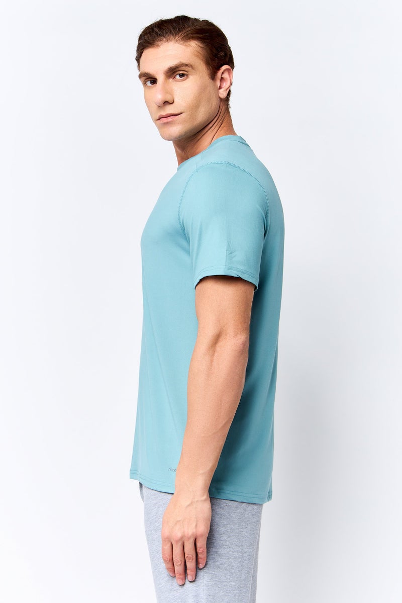 MOTION Men Sportswear Fit Short Sleeve Training T-Shirt, Aqua Green - Image 3