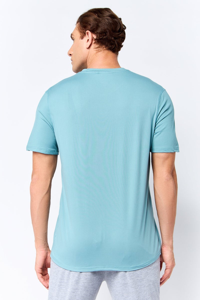 MOTION Men Sportswear Fit Short Sleeve Training T-Shirt, Aqua Green - Image 4