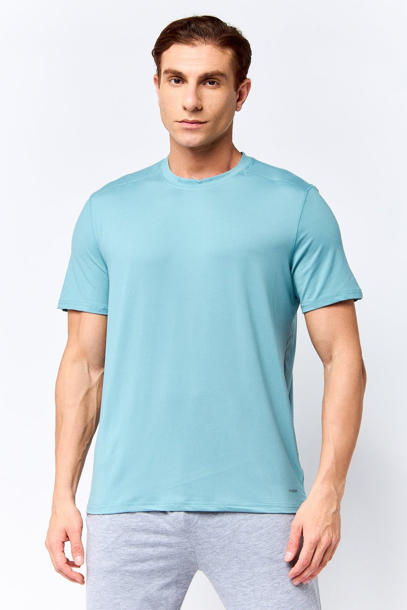 MOTION Men Sportswear Fit Short Sleeve Training T-Shirt, Aqua Green - Image 1