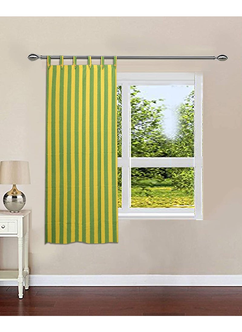 nissi - nissi Single Cotton Window Curtain (150 Lx120W cm) (Yellow & Green) - Image 1