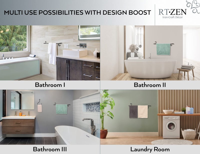 RTZEN Farmehouse Bathroom Towel Holder - Wrought Iron Matte Metal Black Towel Bar Wall Mount Rod - Handmade Home Decor Metal Kitchen Hanger Bar (24'' - Fits 24 Inch Towels) - Image 5