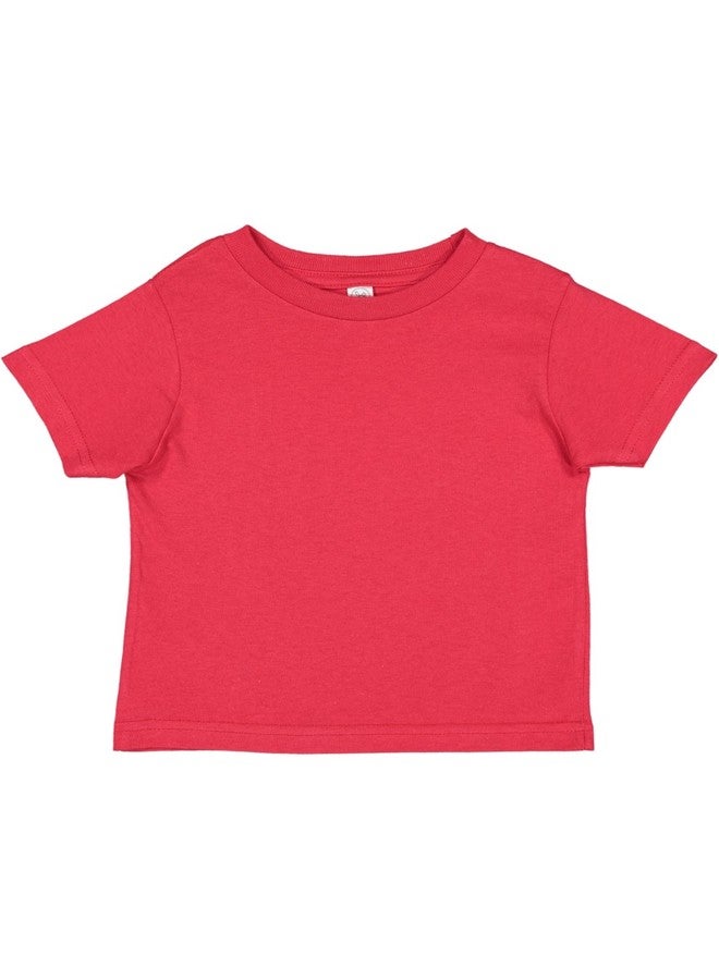RABBIT SKINS Soft Cotton Toddler T-Shirt Boys Girls | Little Kids Tee| Blank Child Tshirt, Red, 5/6 - Image 1