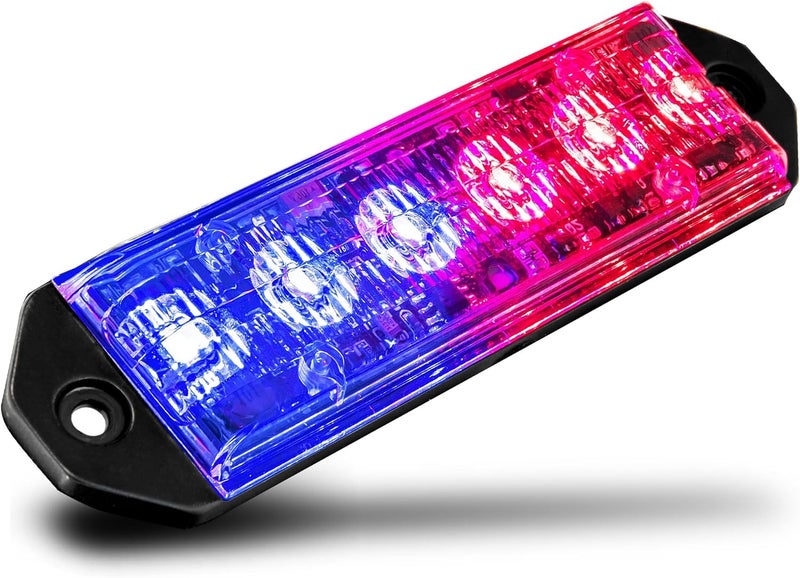 LAMPHUS PlanarFlash 6W Blue Red LED Surface Mount Police Grill Strobe Warning Lights [SAE Class 1] 12V Ultra Slim Flat Grille Flashing Emergency Fire Light Head for Under Cover Vehicle Car Truck - Image 1