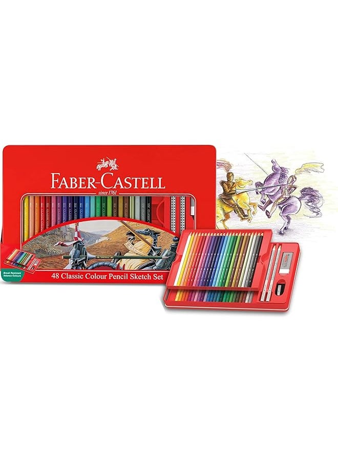 FABER-CASTELL - Classic 48 Colors Colored Pencil In Flat Tin Case - Image 1