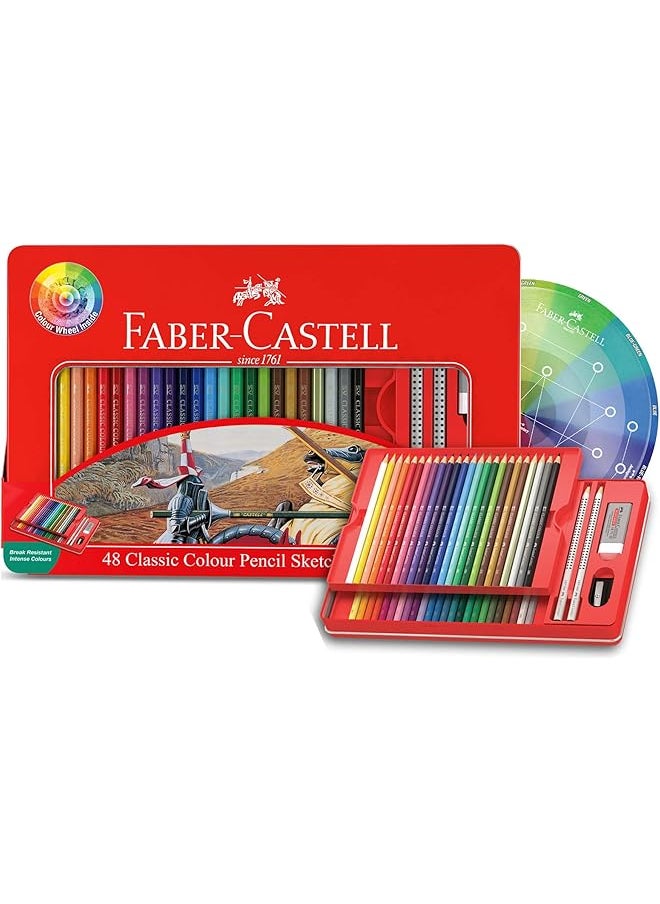 FABER-CASTELL - Classic 48 Colors Colored Pencil In Flat Tin Case - Image 1