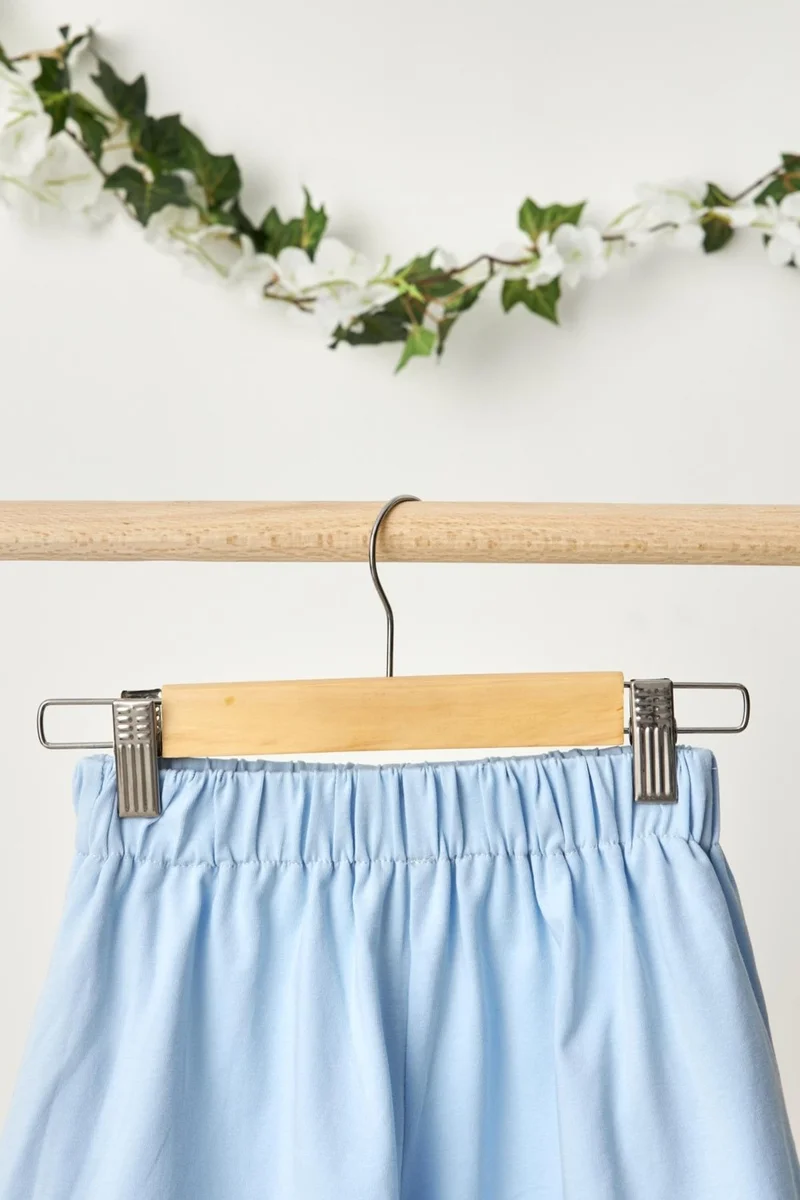 بيبيجيز Baby Blue Girls' Elastic Waist Pocket Soft Comfortable Lightweight 100% Cotton Combed Cotton Shorts