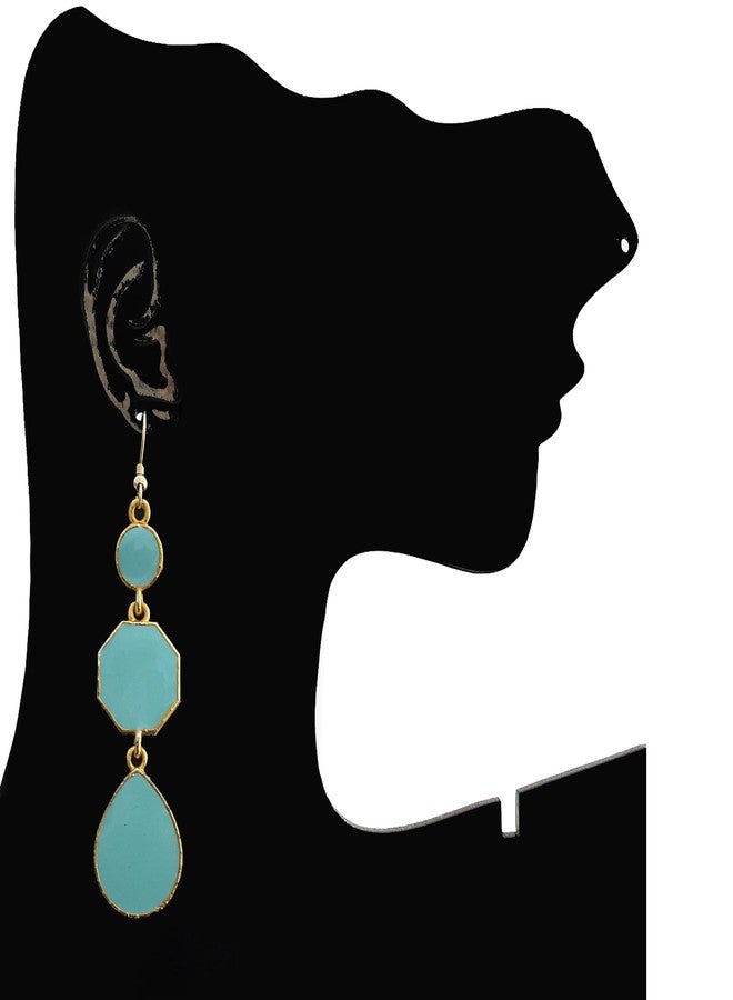 Moonstruck Women Pastel Aqua Drop & Dangle Earrings for Women (Light Aqua) - Image 2