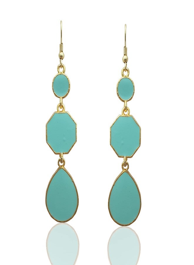 Moonstruck Women Pastel Aqua Drop & Dangle Earrings for Women (Light Aqua) - Image 1