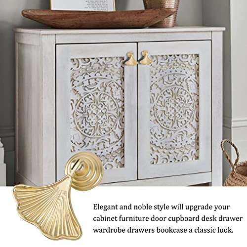 MOROBOR Ginkgo Leaf Shape Knob Handles, 6pcs Golden Drop Pendant Pull Handle Hardware Drawer Single Hole Handle Leaf Pulls for Wardrobe Cupboard Closets Cupboard - Image 5
