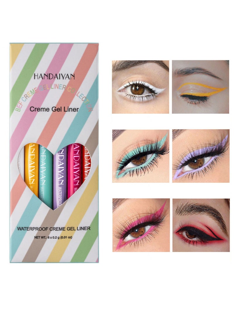 Handaiyan Eyeliner Gel Set 6 Colors Professional Makeup Eye Liner Waterproof Matte Long Lasting,Smudge-Resistant Sharpenable Cream Eyeliners Pencil High Performance Glide-On Pen Vegan,High Pigment,Nude Finish A  - Image 1
